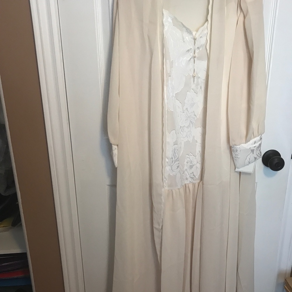NWT-stunning long negligee set in ivory